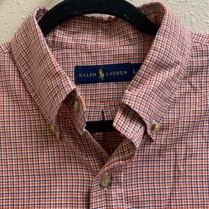 Ralph Lauren Men’s Button Down Shirt orange/blue plaid Size large